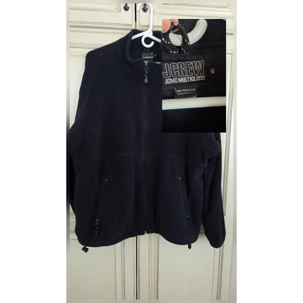 Vtg J Crew Jcmg Fleece Jacket Men's Xl Multiglisse Navy‎